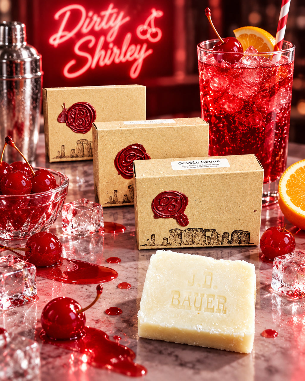 Dirty Shirley cherry and honey bar soap, view 2