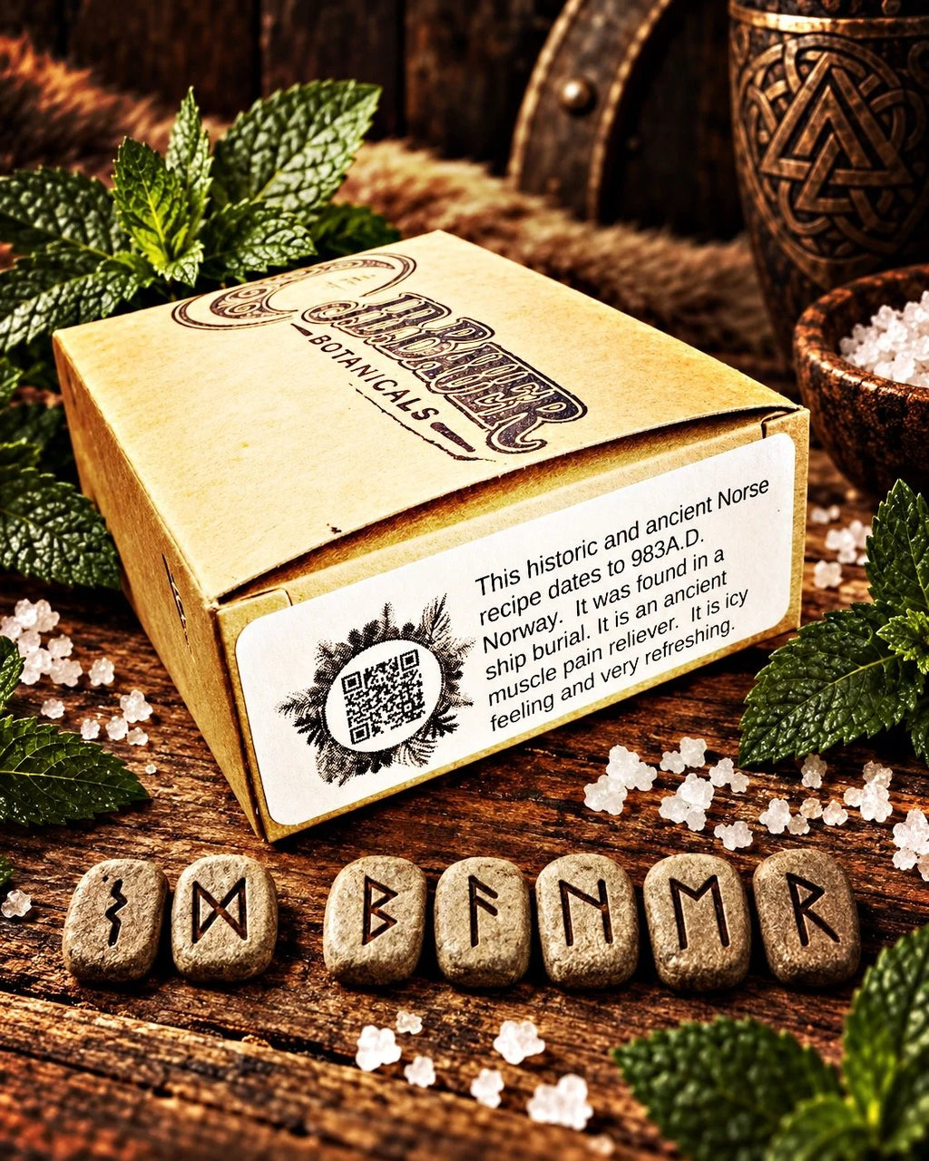 Viking Ice handmade peppermint and birch bar soap with sea salt, view 4