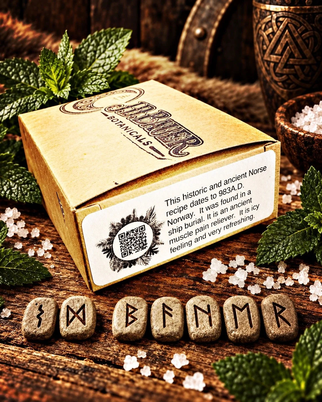 Viking Ice handmade peppermint and birch bar soap with sea salt, view 4