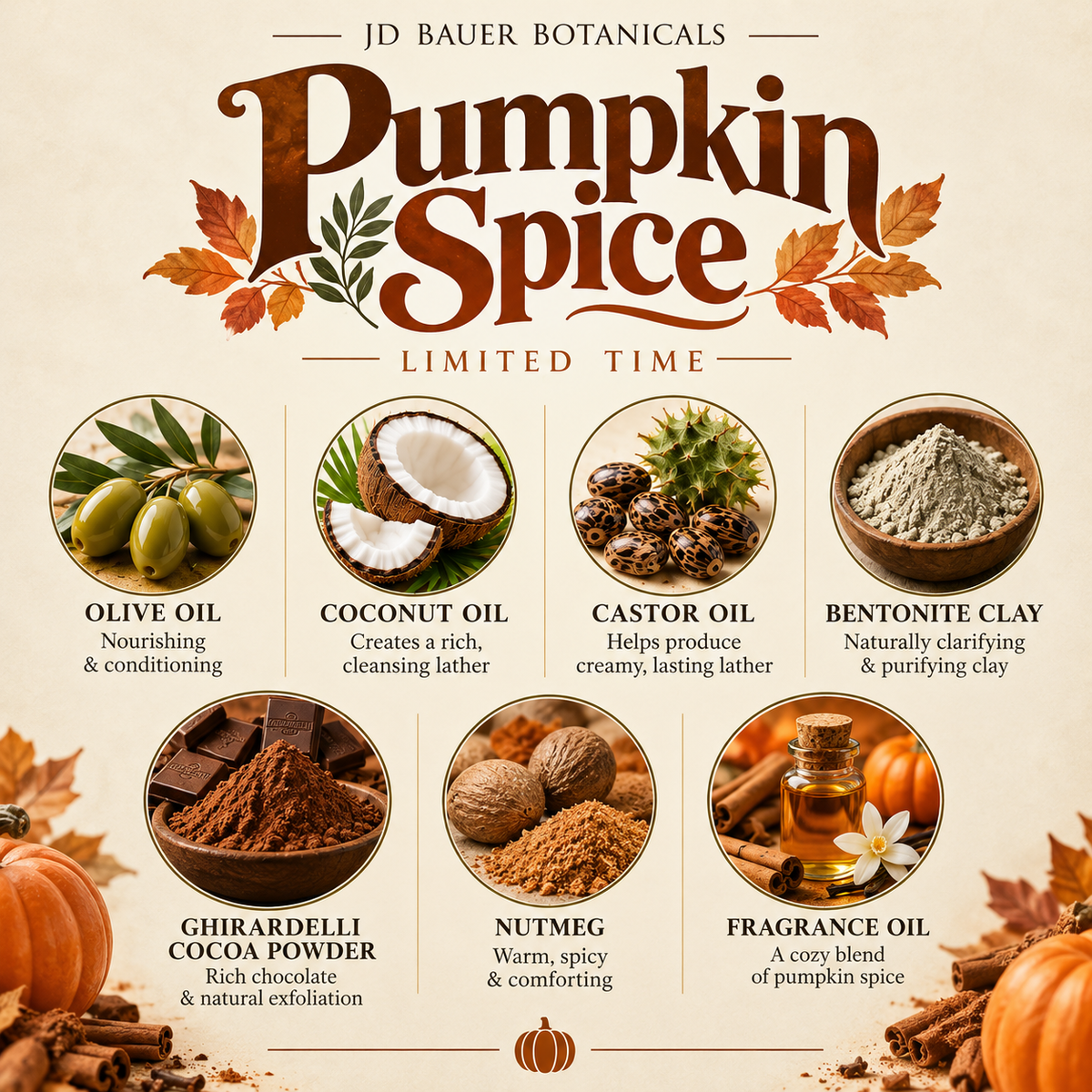 Pumpkin Spice Soap - *Limited Time* with real Ghirardelli cocoa powder