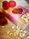 Raspberry and oatmeal handmade bar soap