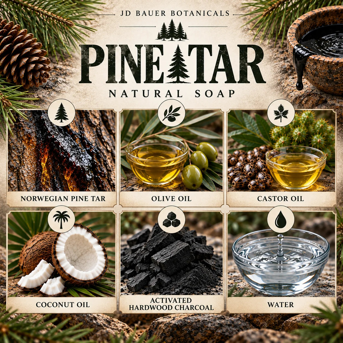 30% Norwegian Pine Tar Soap ingredients